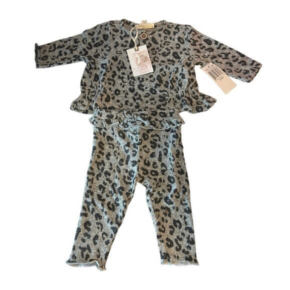 Jessica Simpson Baby Girl Leopard 2 Piece Set Outfit Size 3/6M Animal Print - Picture 1 of 9